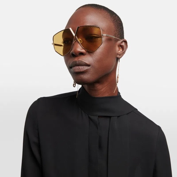 VALENTINO V-HEXAGON TITANIUM Sunglasses Gold $1436 Unisex NWT main image 7
